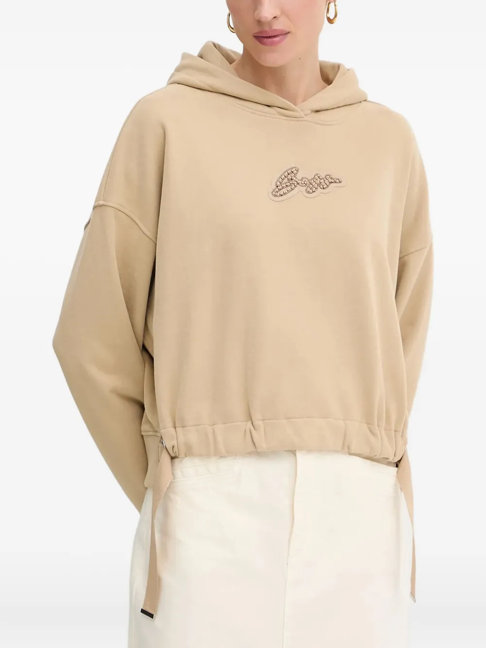 BOSS Hoodie met logo Beige