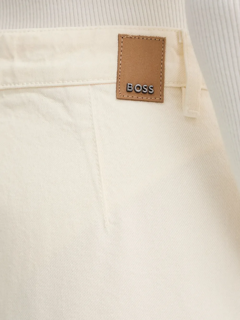 BOSS Straight denim midi-rok met split Beige