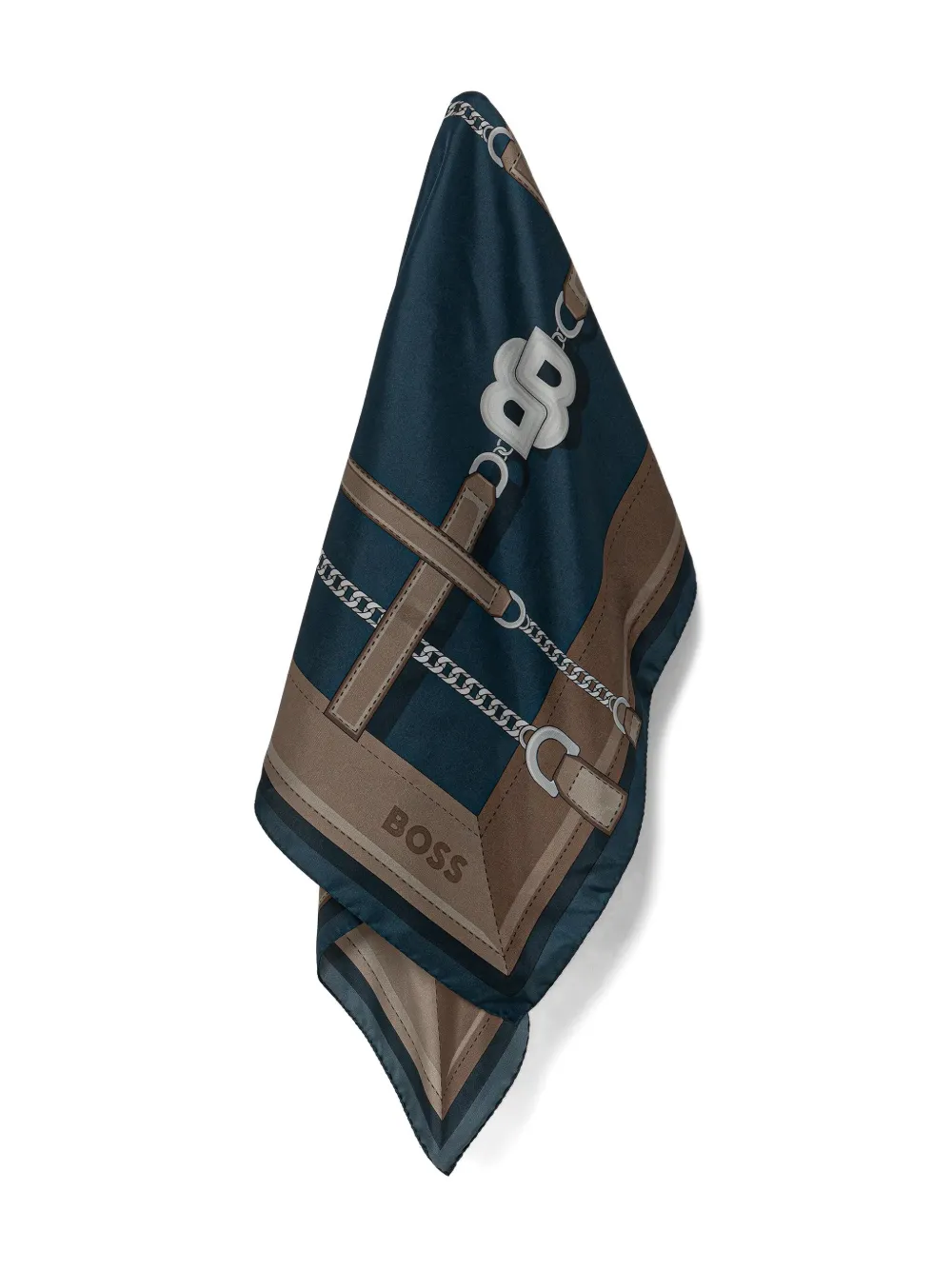 Hugo Boss Chain Strap Print Scarf In Blue