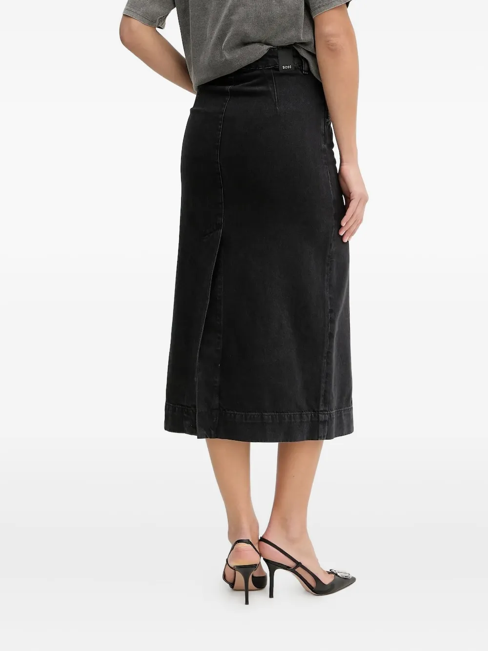 BOSS front-split denim midi skirt | Straight Skirts | Image 2