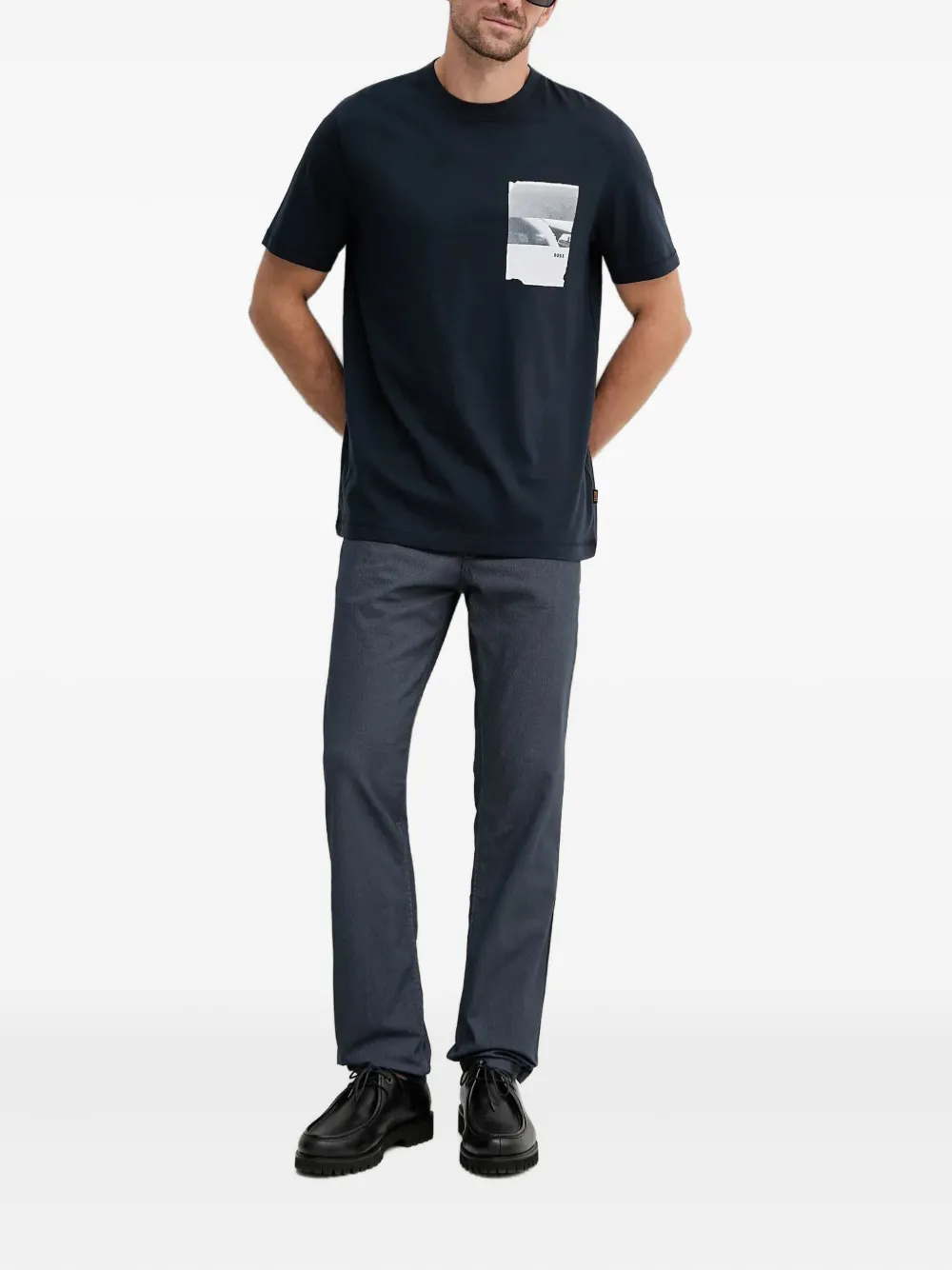 BOSS strech-cotton trousers - Blauw