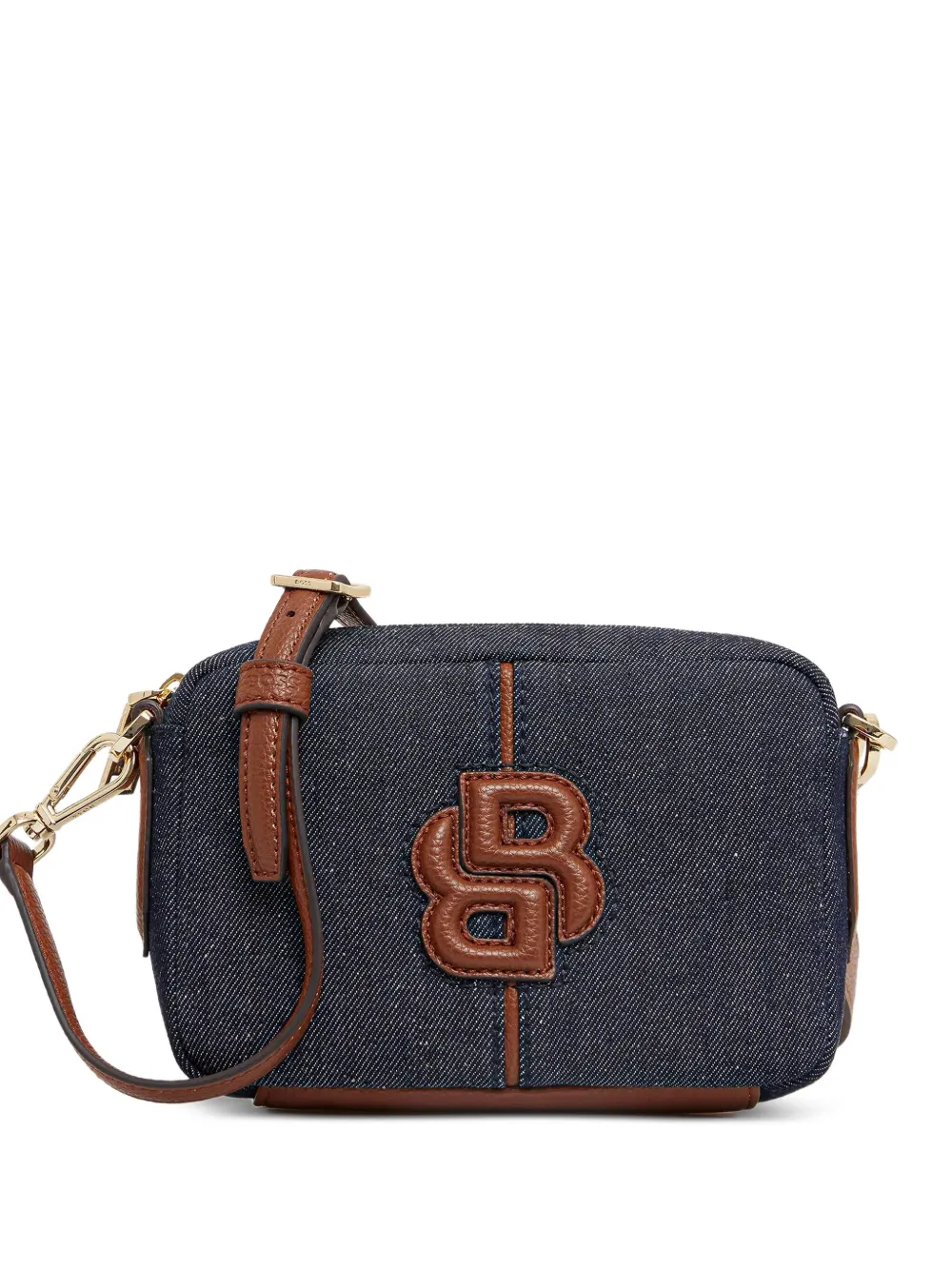denim logo-plaque cross body bag