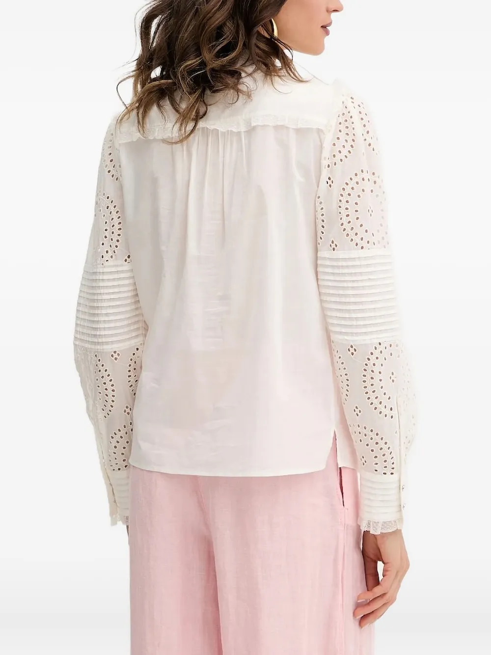 BOSS Geplooide blouse met ringlets - Wit
