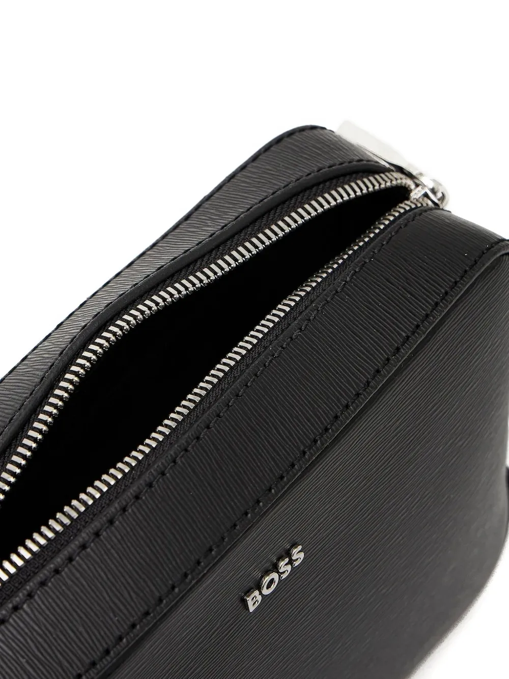 BOSS leather shoulder bag Zwart