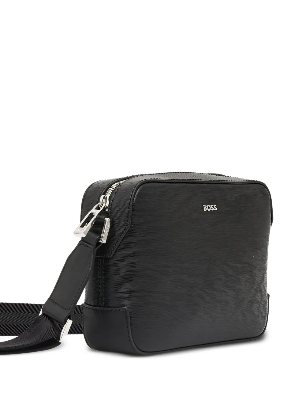 BOSS leather shoulder bag Zwart
