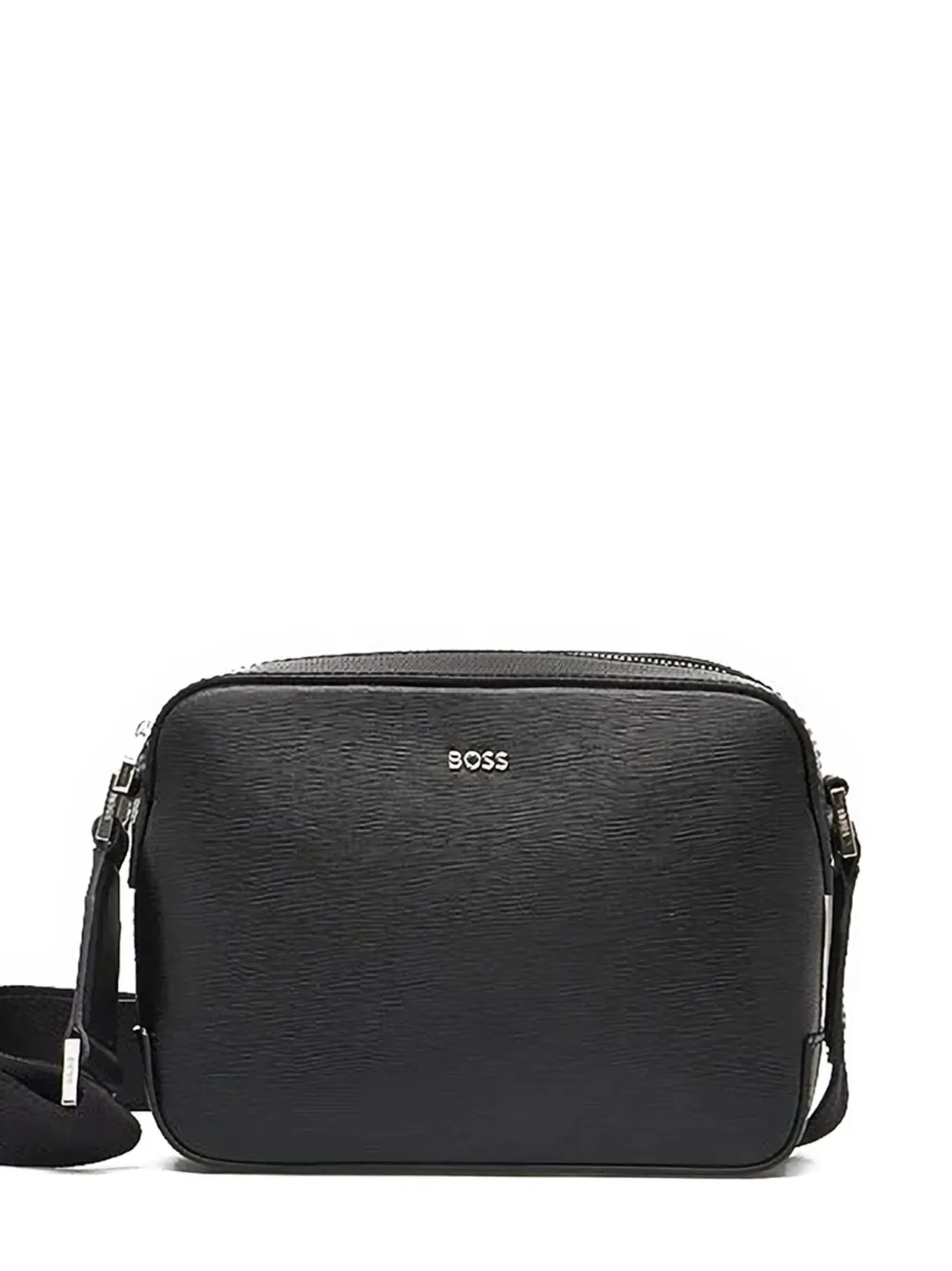 BOSS leather shoulder bag Zwart