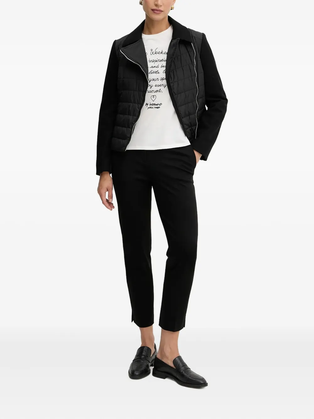 BOSS quilted panelled jacket Zwart