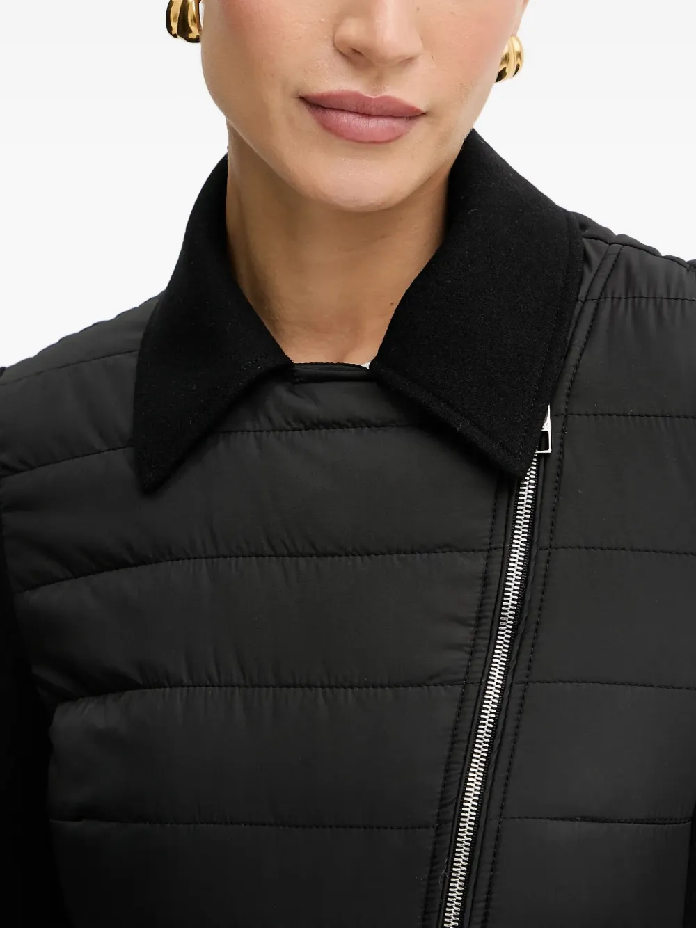 BOSS quilted panelled jacket Zwart