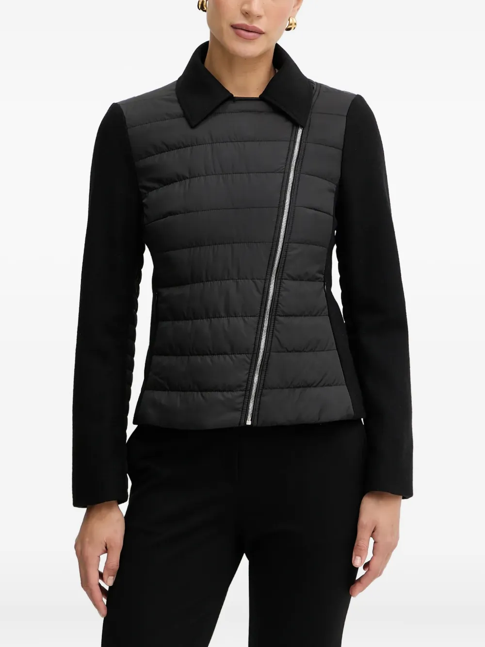 BOSS quilted panelled jacket Zwart