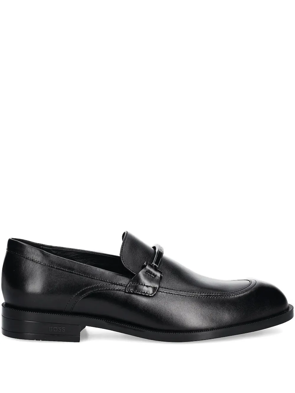 BOSS metal-bar leather loafers Black