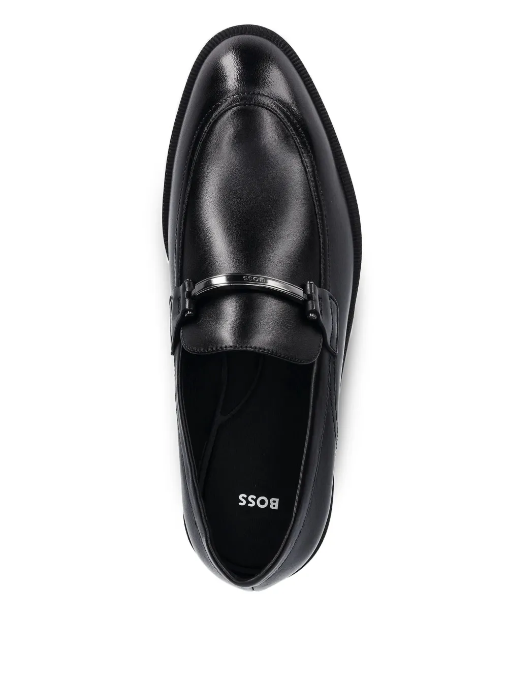 BOSS metal-bar leather loafers - Zwart