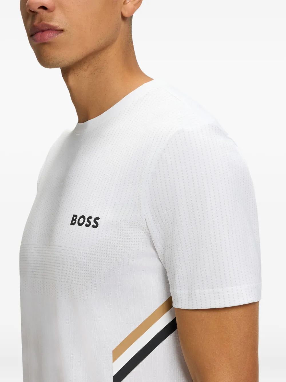 BOSS T-shirt verfraaid met strepen Wit