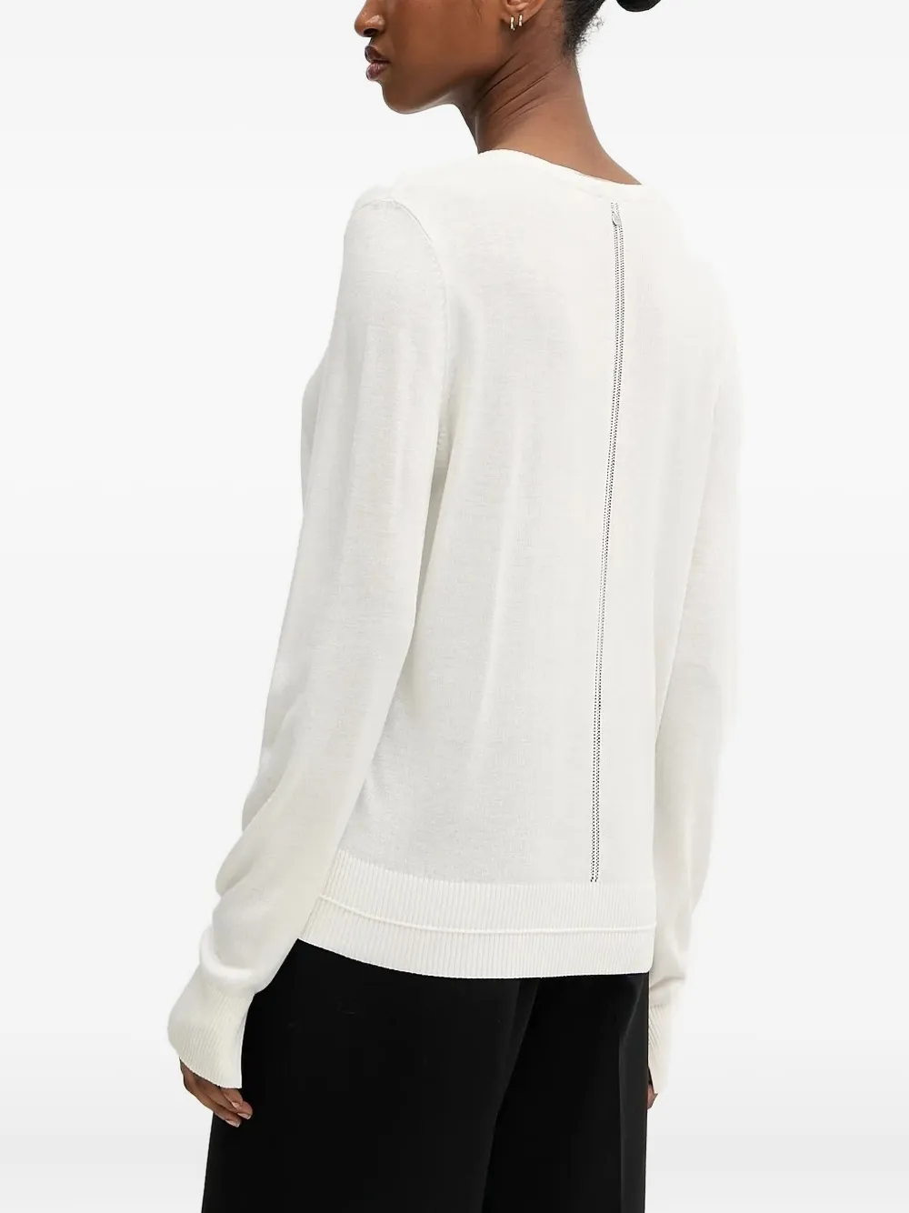 BOSS V-neck zip-detail sweater Wit