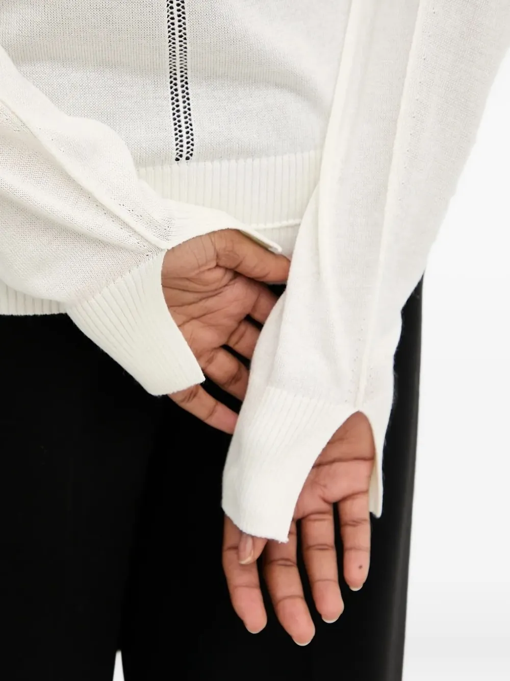 BOSS V-neck zip-detail sweater Wit