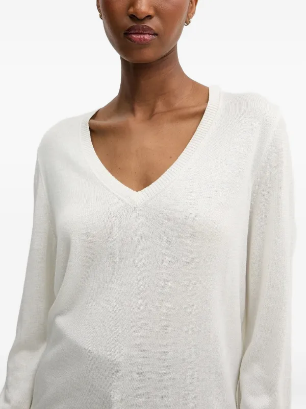 BOSS Sweater Med Lynlåsdetalje Og V-hals Hvid FARFETCH DK