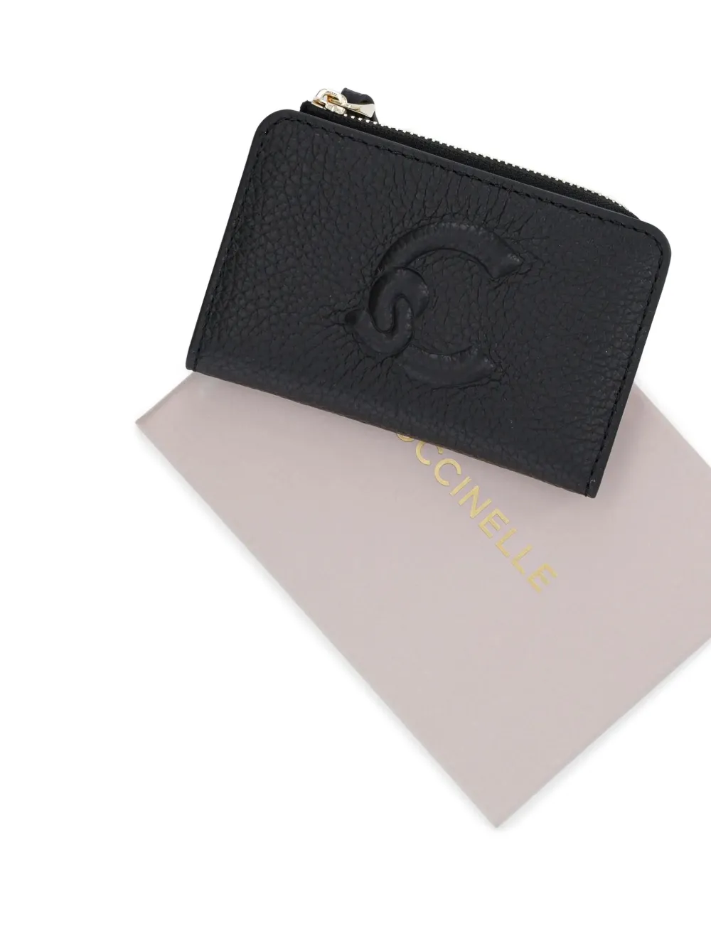 Coccinelle Portemonnee met logo-reliëf en rits Zwart