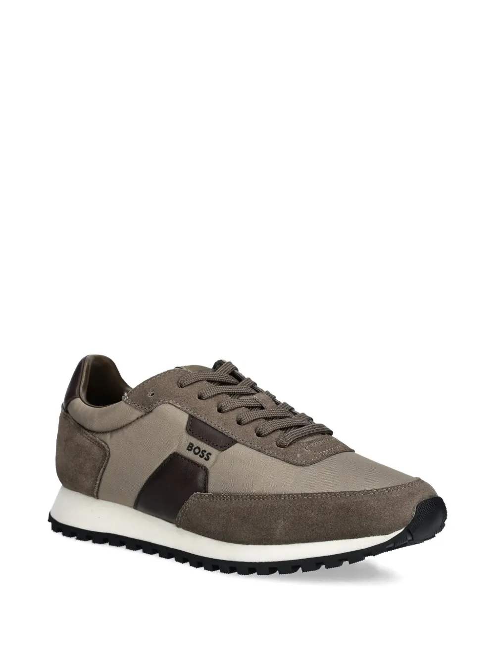 BOSS suede leather panel sneakers Green