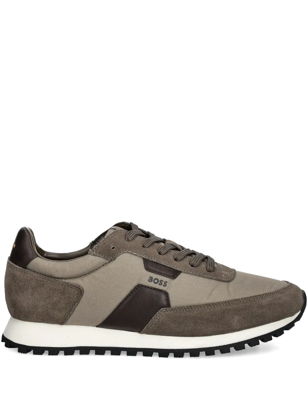 BOSS suede leather panel sneakers Green