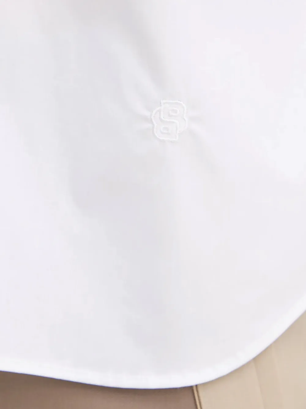 BOSS Bertyna Monday blouse met ronde hoge kraag Wit