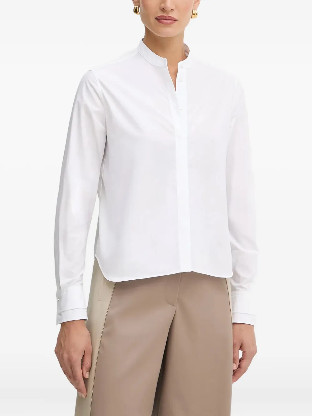 Hugo Boss Bertyna Monday Mandarin-collar Shirt In White