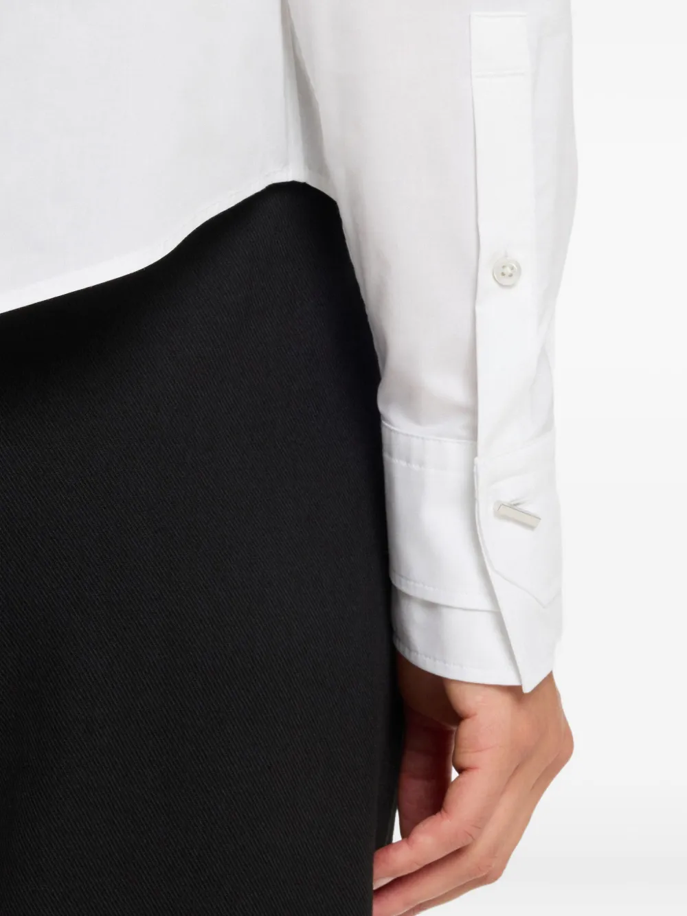 BOSS Bertyna Monday blouse met ronde hoge kraag Wit