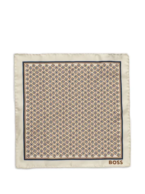 BOSS geometric-pattern pocket square and tie set