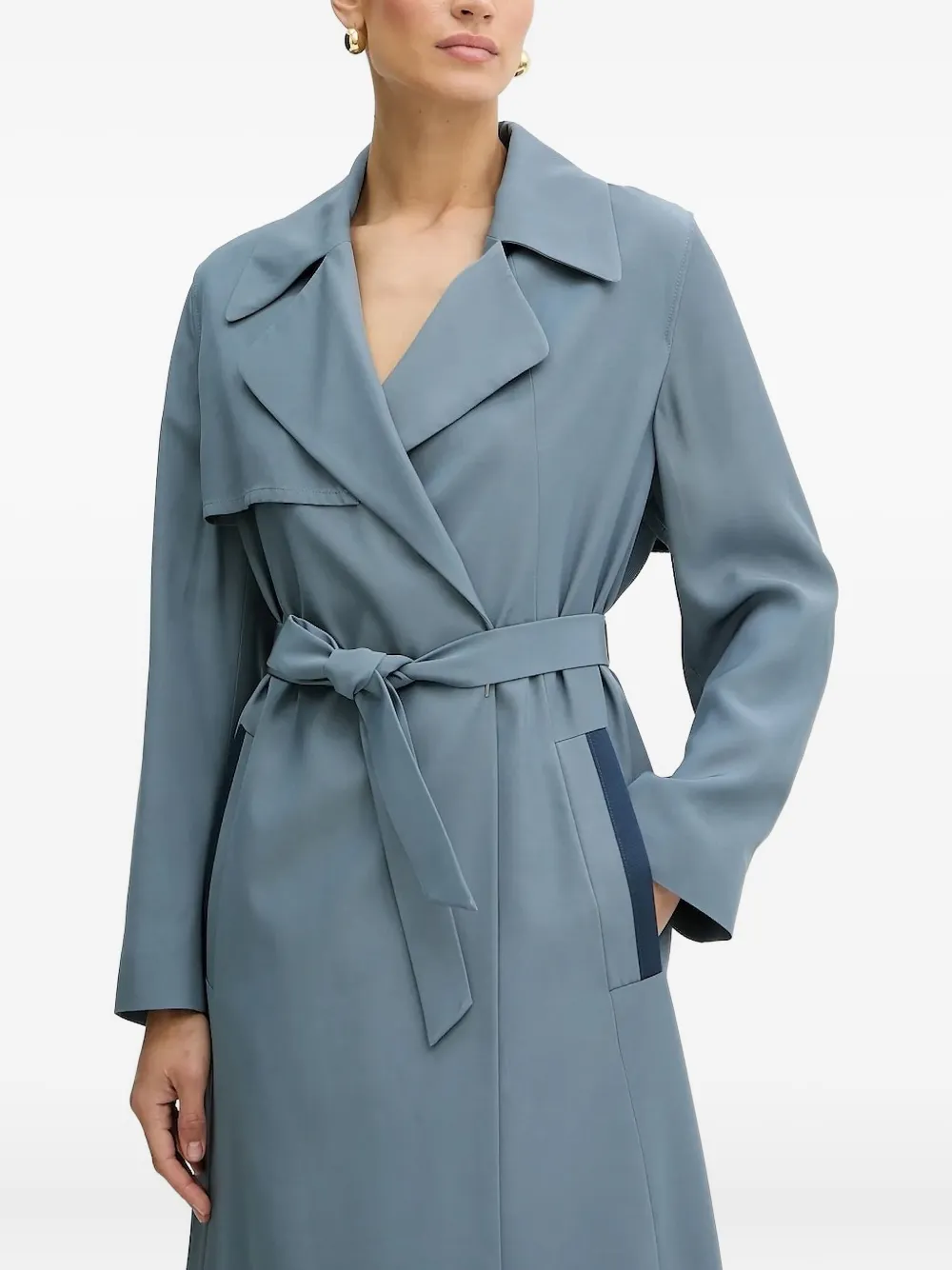 BOSS belted panelled trench coat | Blue | Image 1