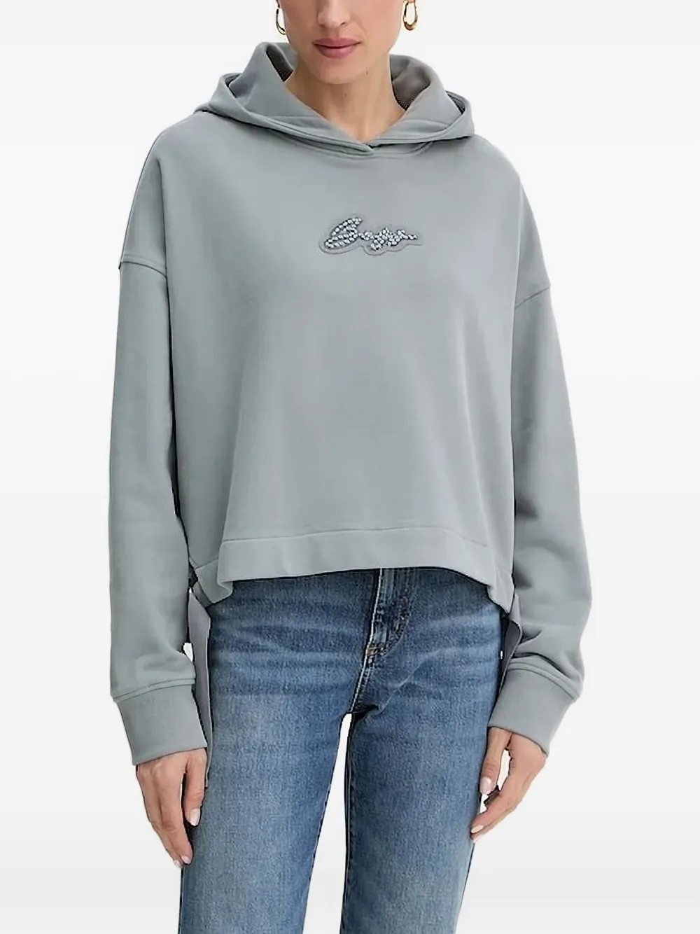 BOSS embellished-logo hoodie Grijs
