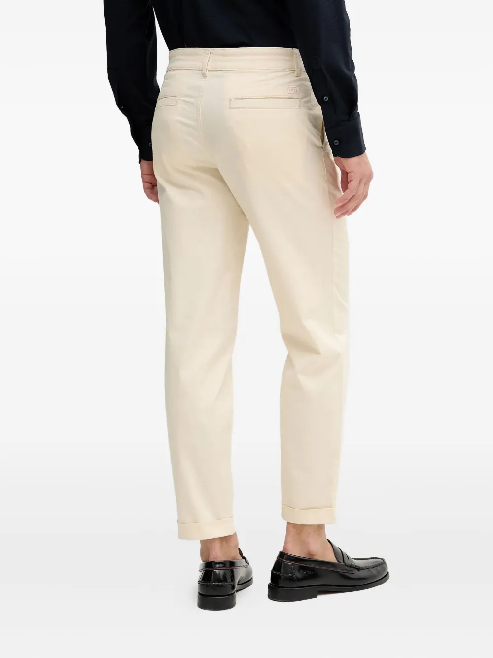BOSS Broek met paspelzakken Beige