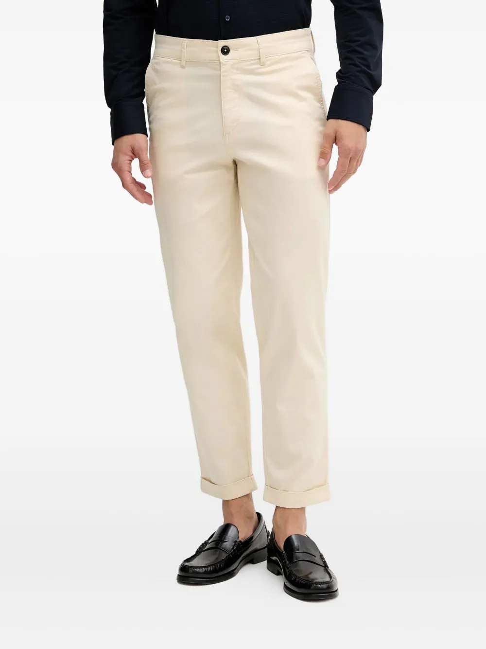 BOSS Broek met paspelzakken Beige