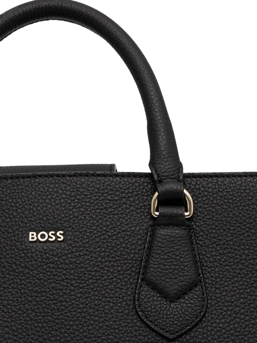 BOSS Medium shopper van bewerkt leer Zwart