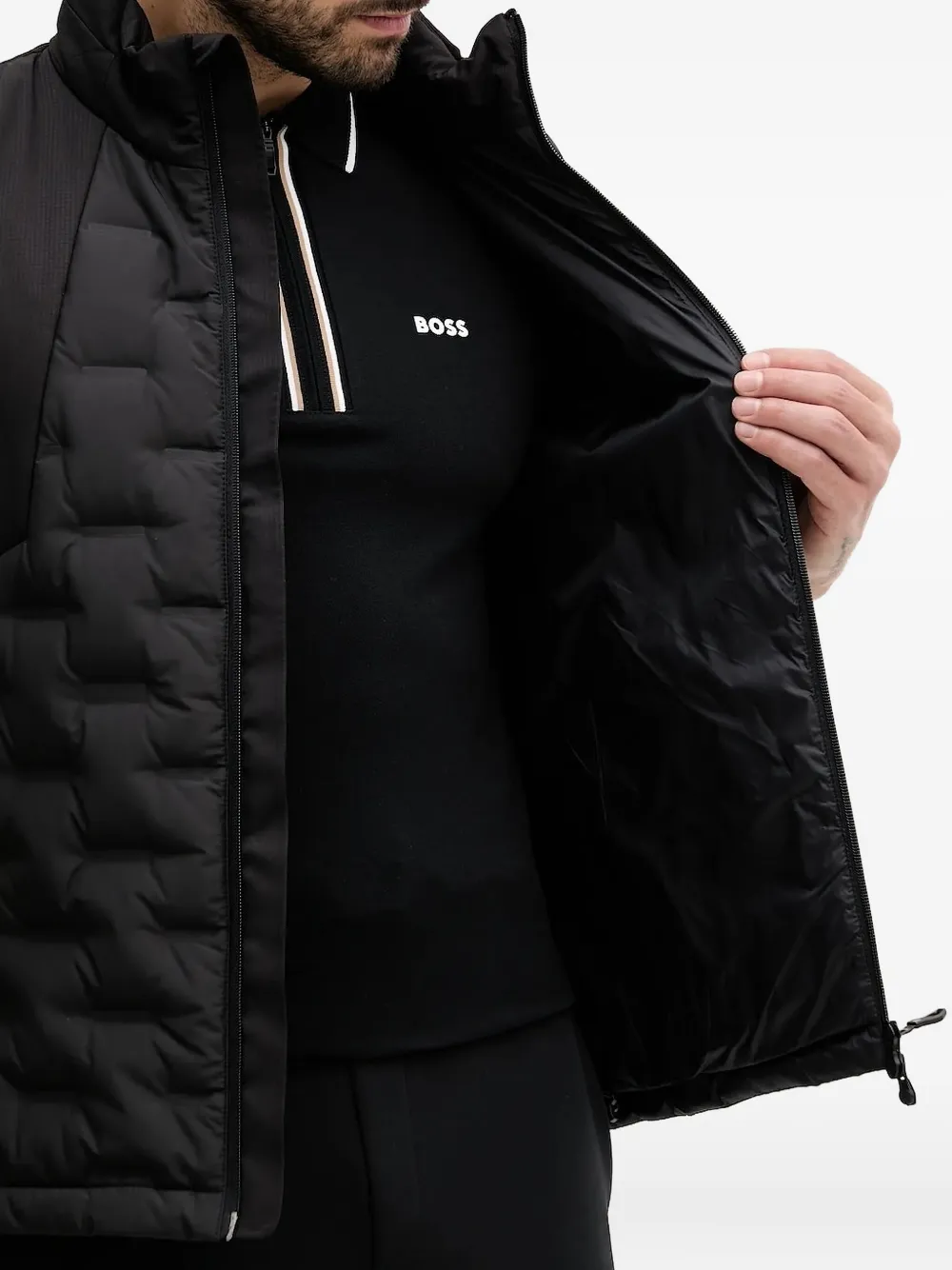 BOSS Gewatteerde bodywarmer Zwart