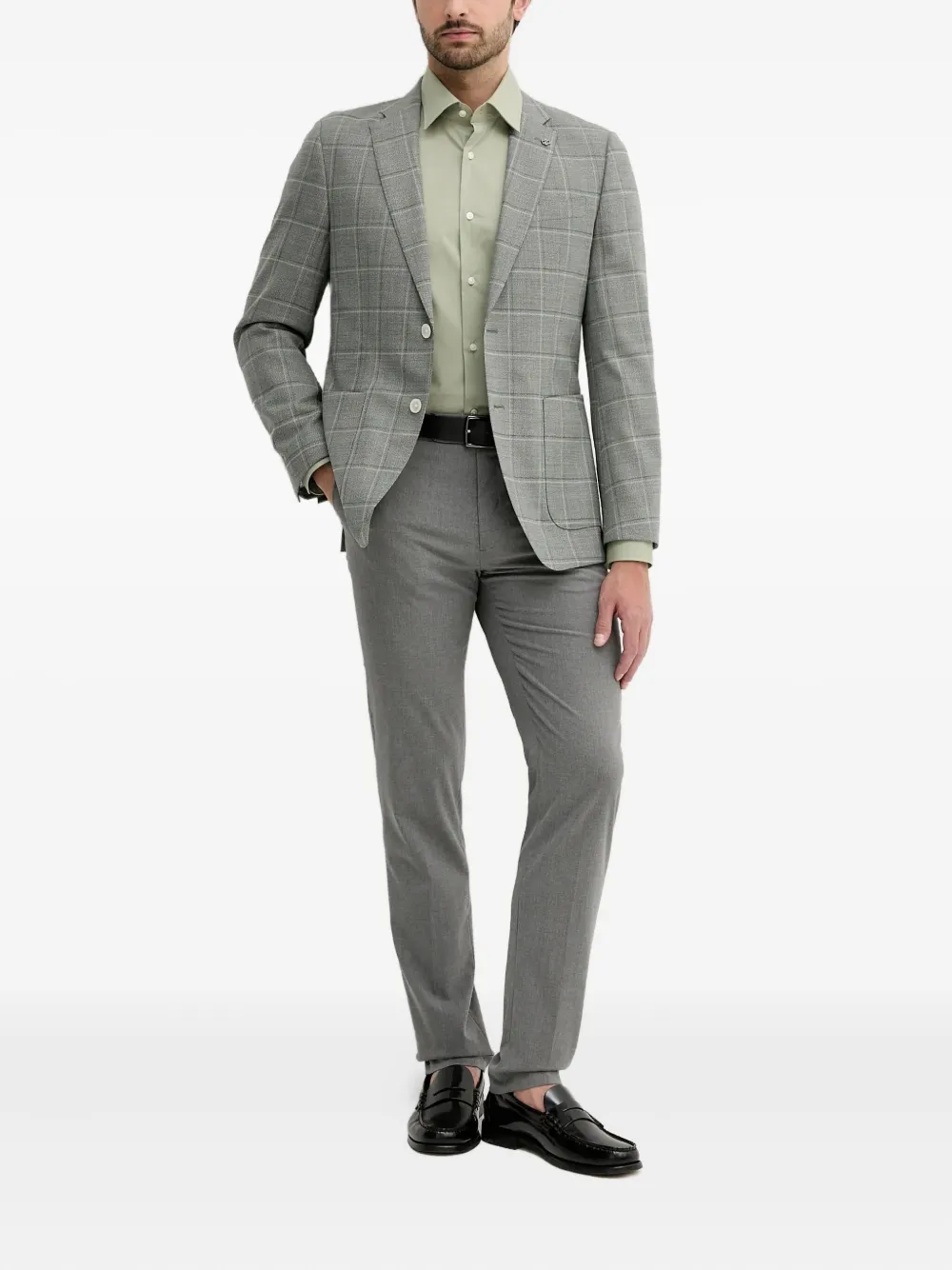 Hugo Boss Checked Patch-pocket Blazer In Green