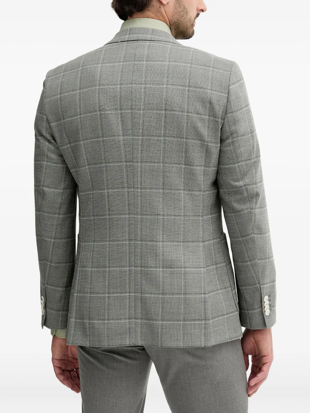 Hugo Boss Checked Patch-pocket Blazer In Green