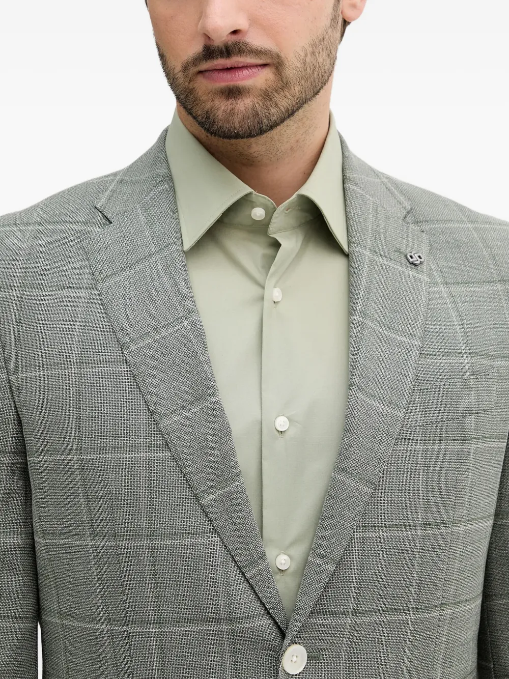 Hugo Boss Checked Patch-pocket Blazer In Green