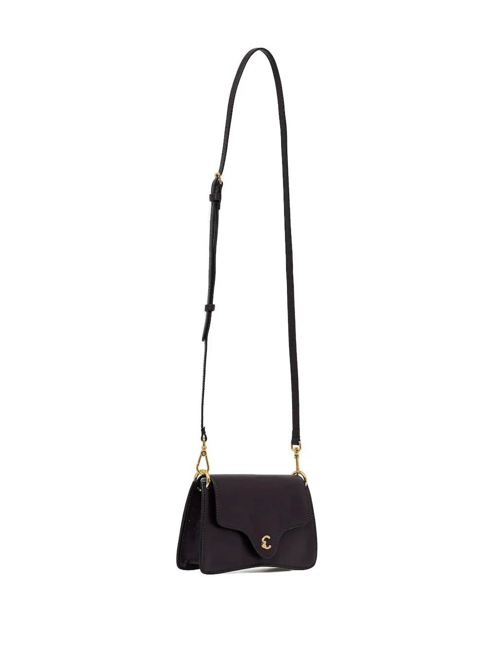 Coccinelle curved flap cross body bag Zwart