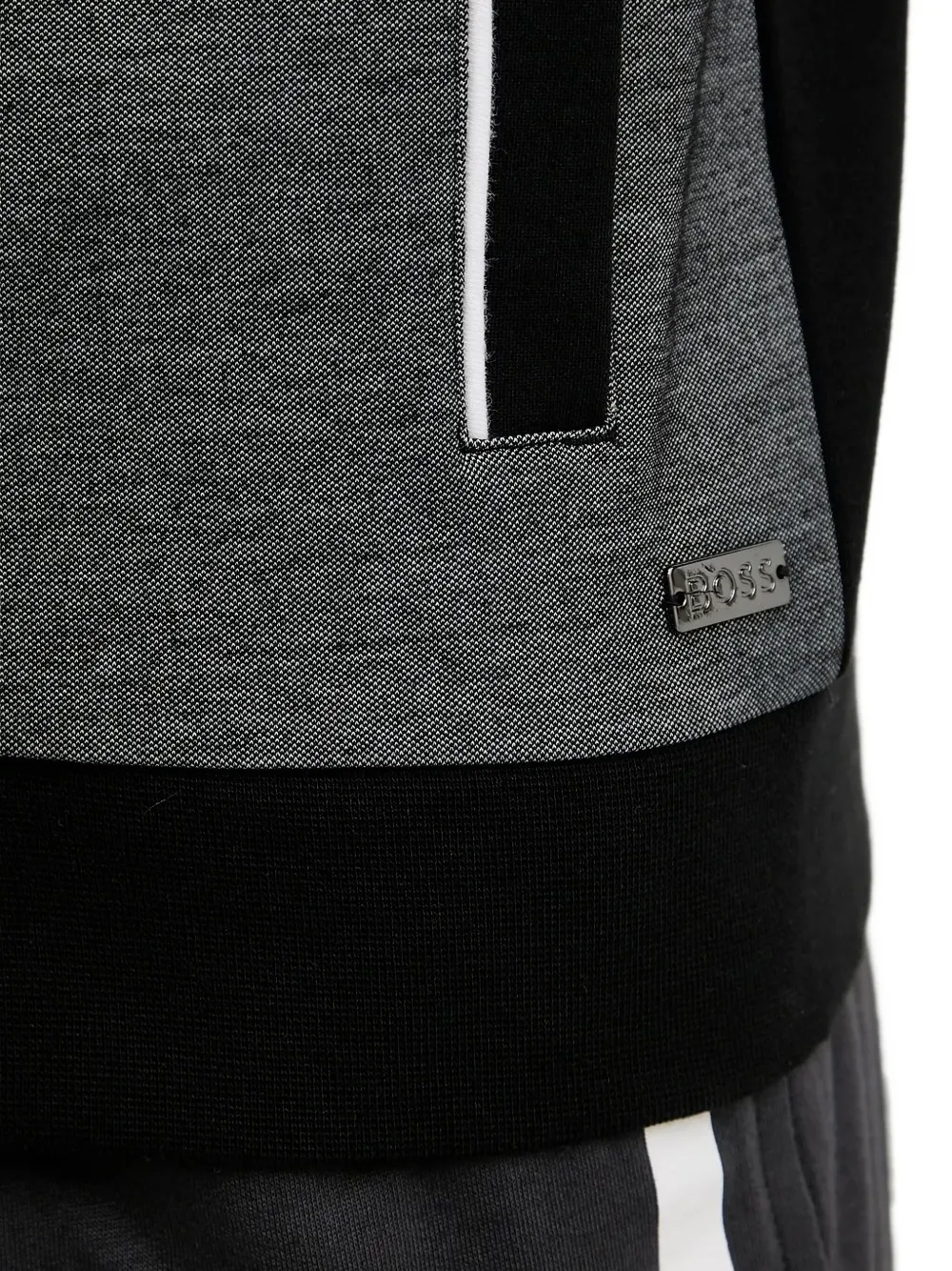 Hugo Boss Two-tone Zip-up Sweater In Gray
