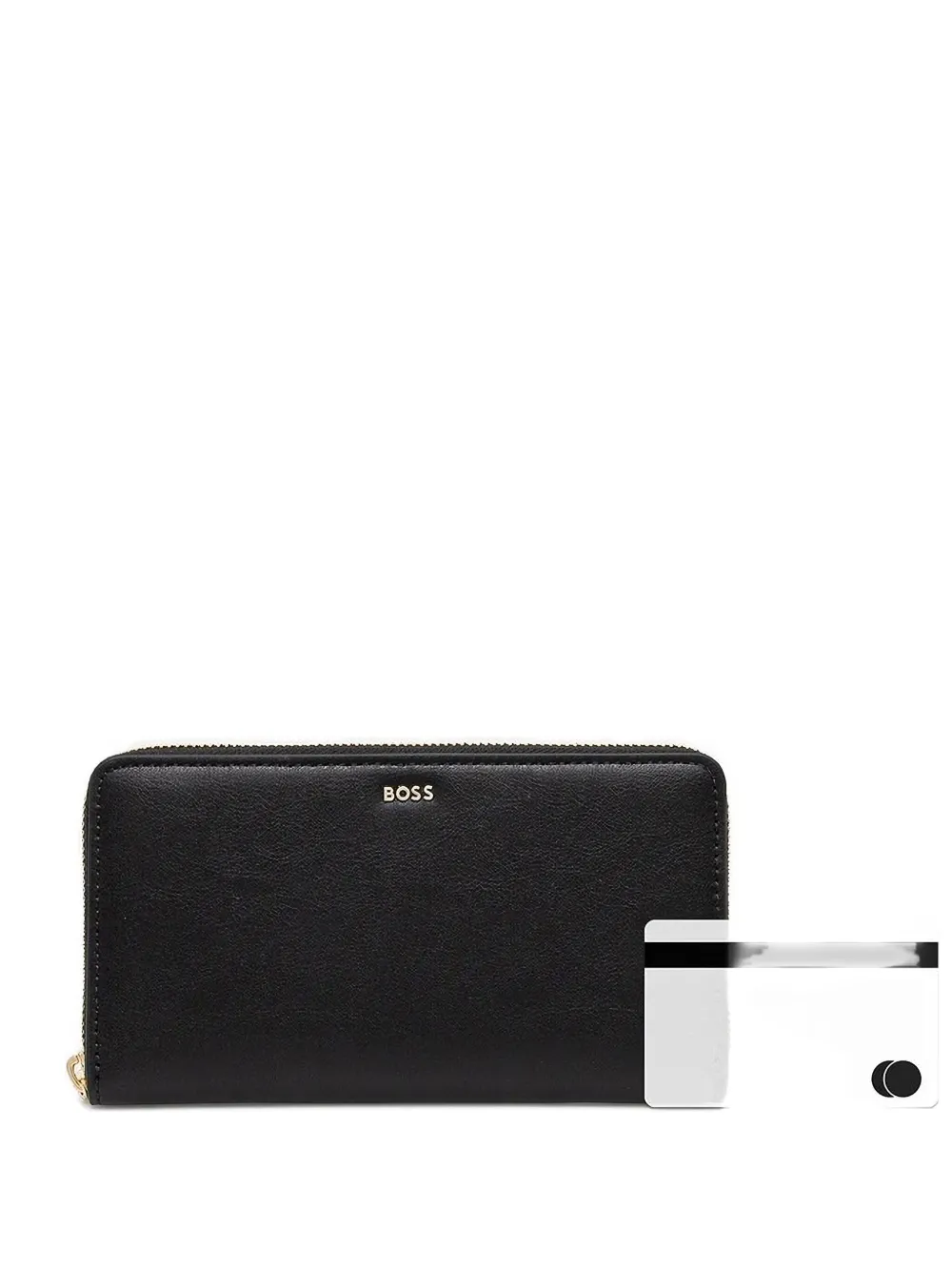 BOSS zip-around leather wallet Zwart