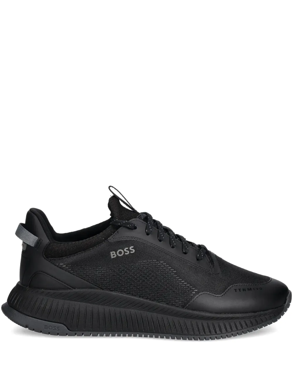 BOSS textured lace-up low-top sneakers Black