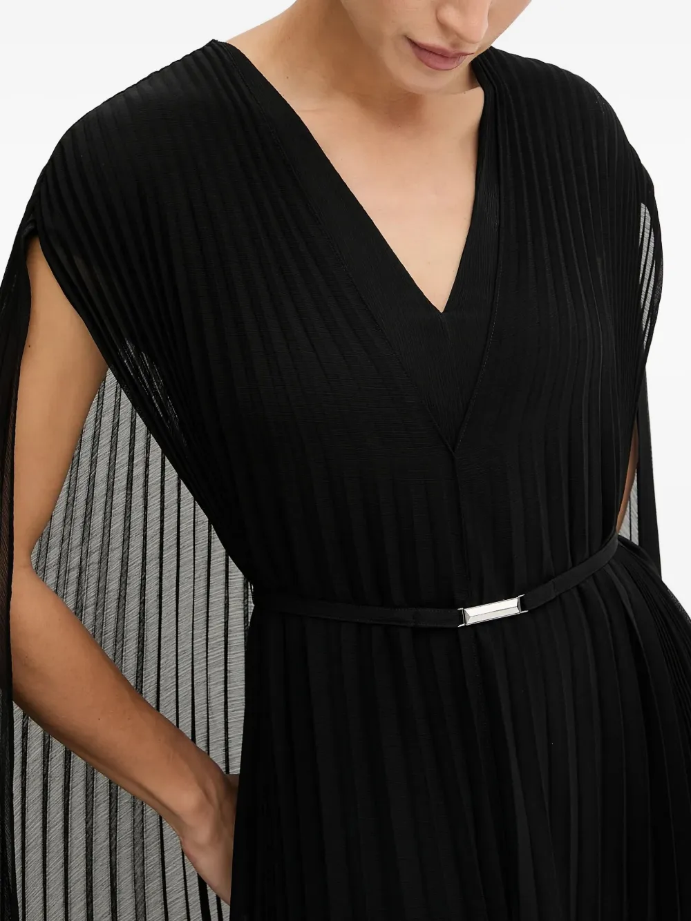 BOSS Plooi-jurk met cape Zwart