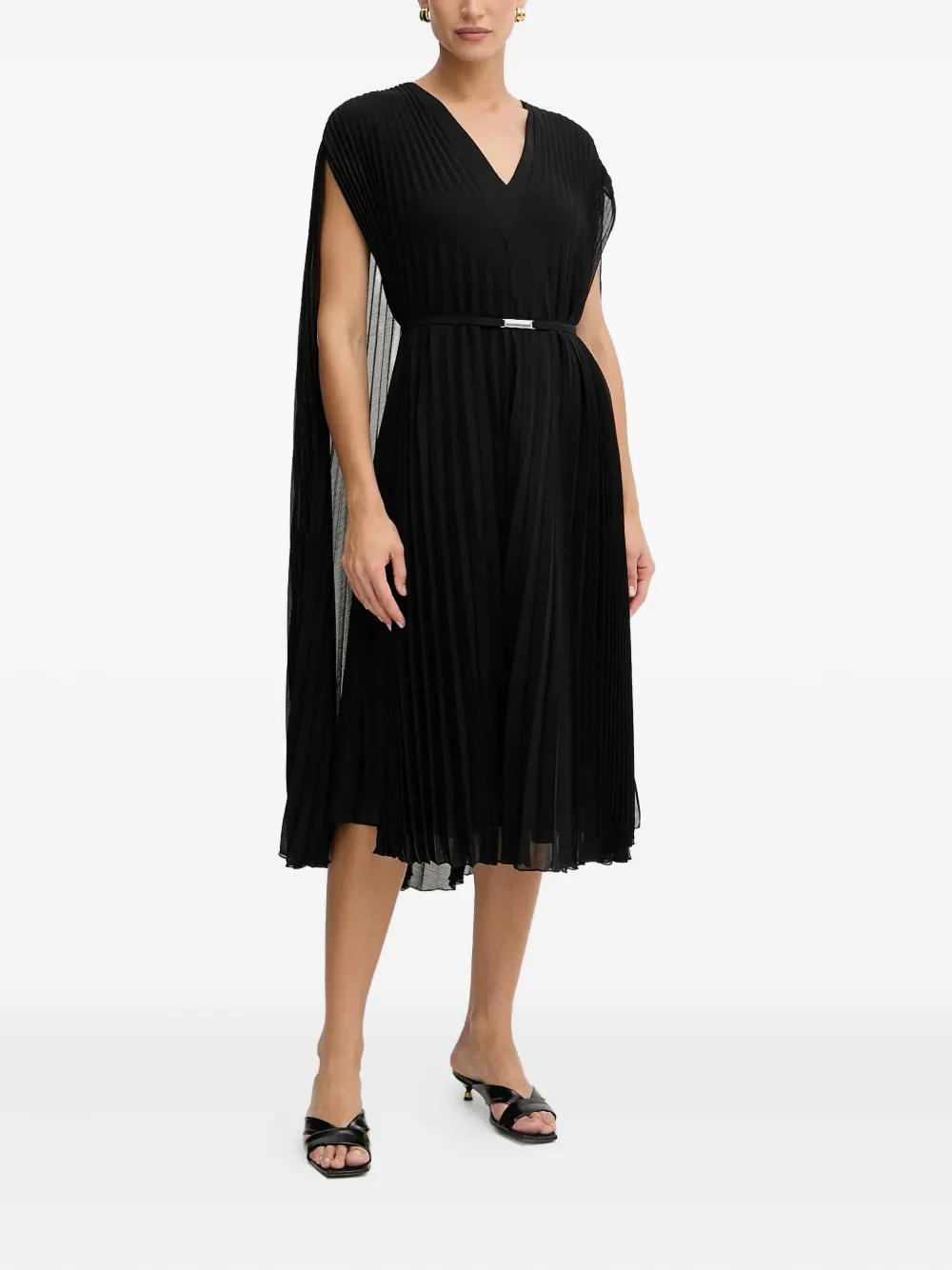 BOSS pleated cape dress | Black | Image 1