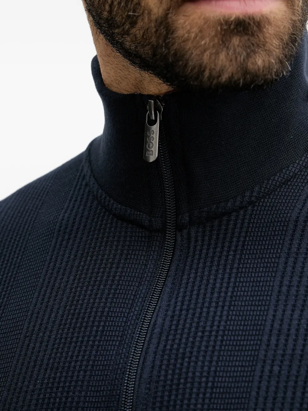 BOSS Geribbelde sweater Blauw