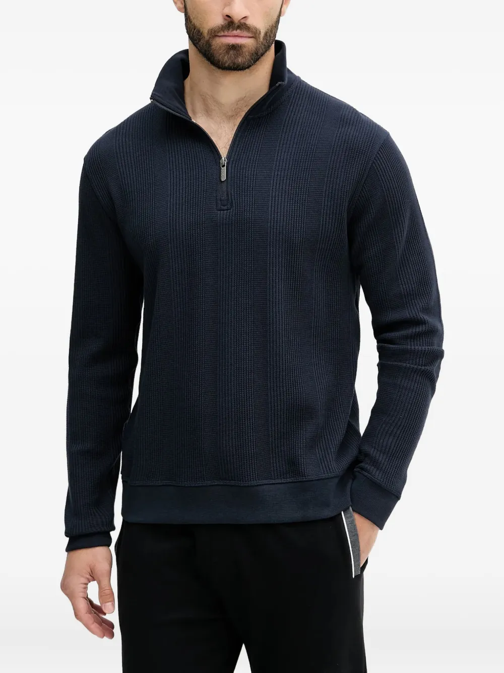 BOSS Geribbelde sweater Blauw