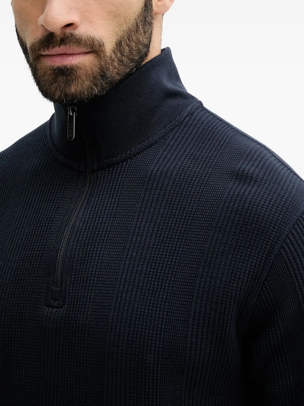 BOSS Geribbelde sweater Blauw