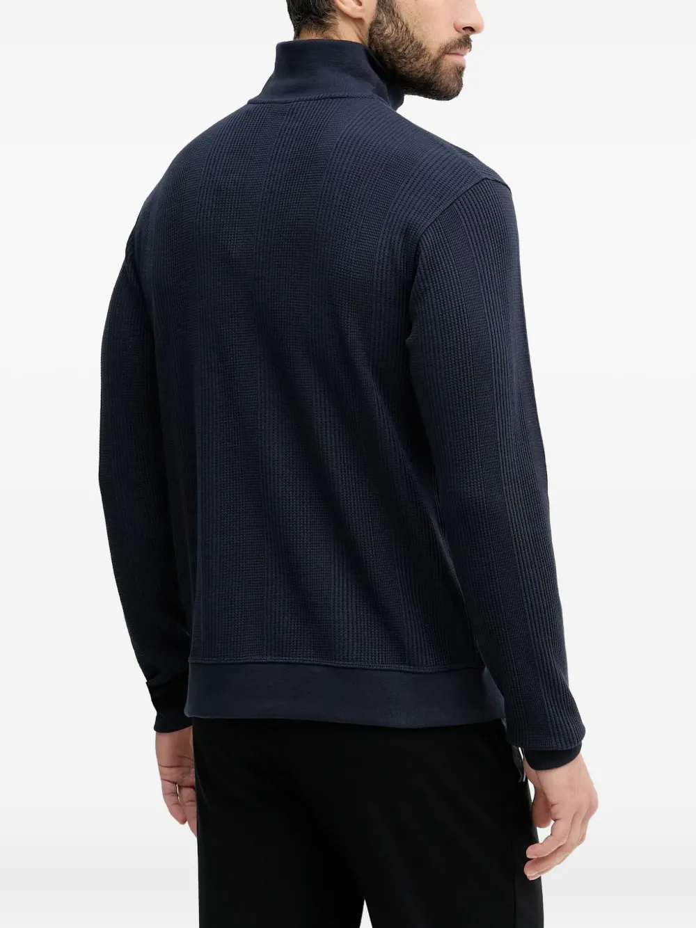 BOSS Geribbelde sweater Blauw