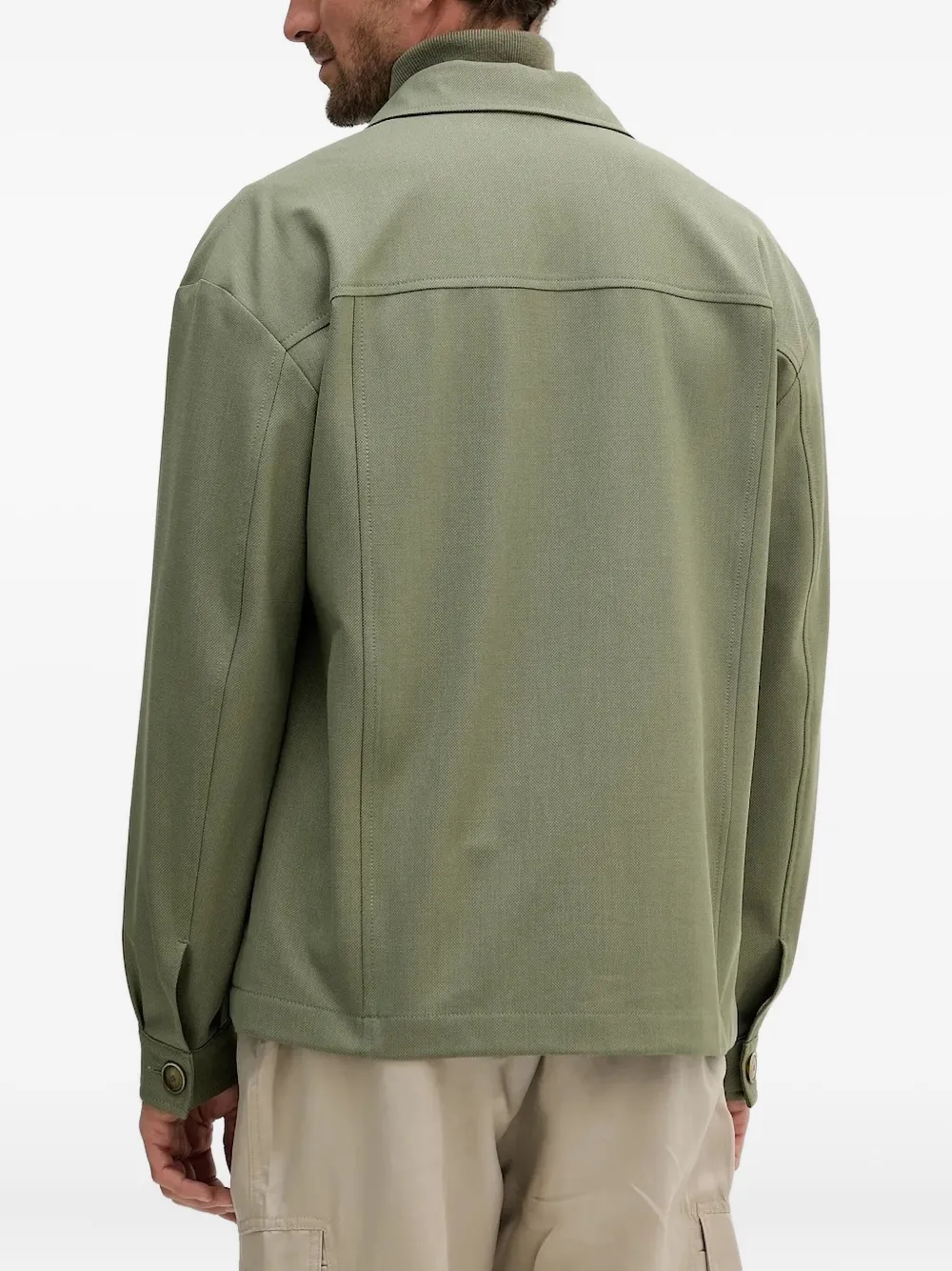 Hugo Boss Buttoned Shirt Jacket In Green