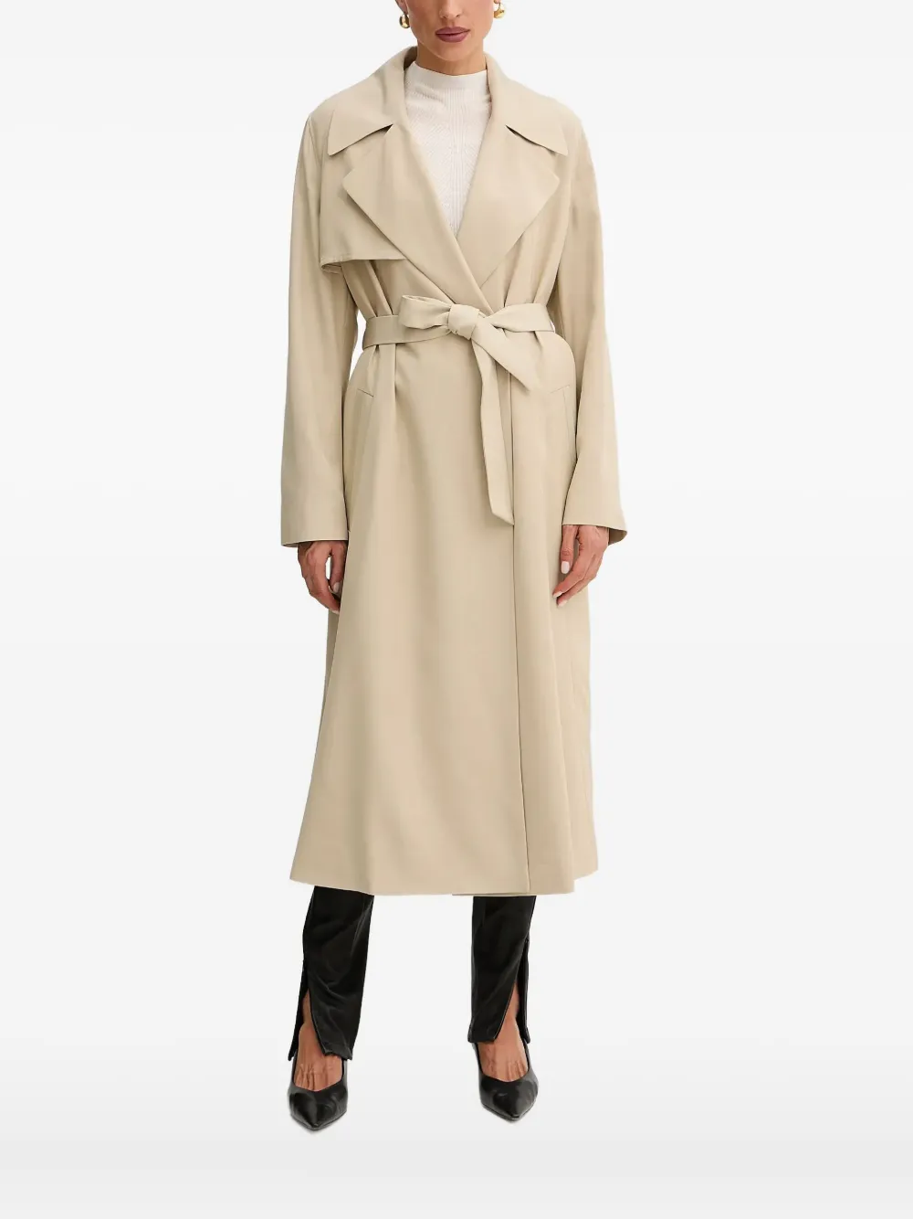 Calissya belted lapel trench coat