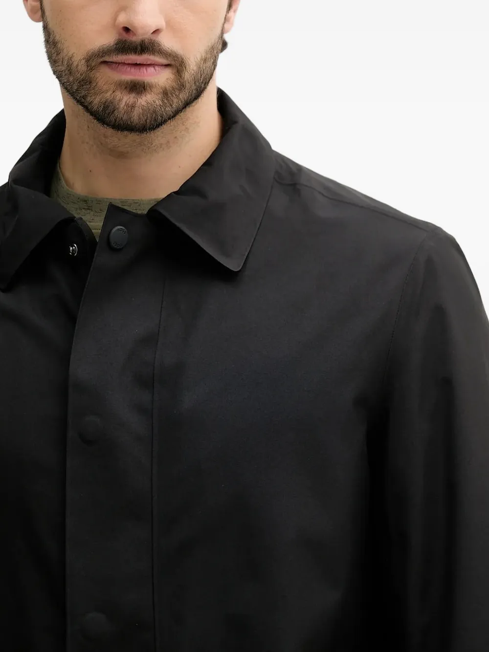 Hugo Boss Gore-tex Button-fastening Coat In Black