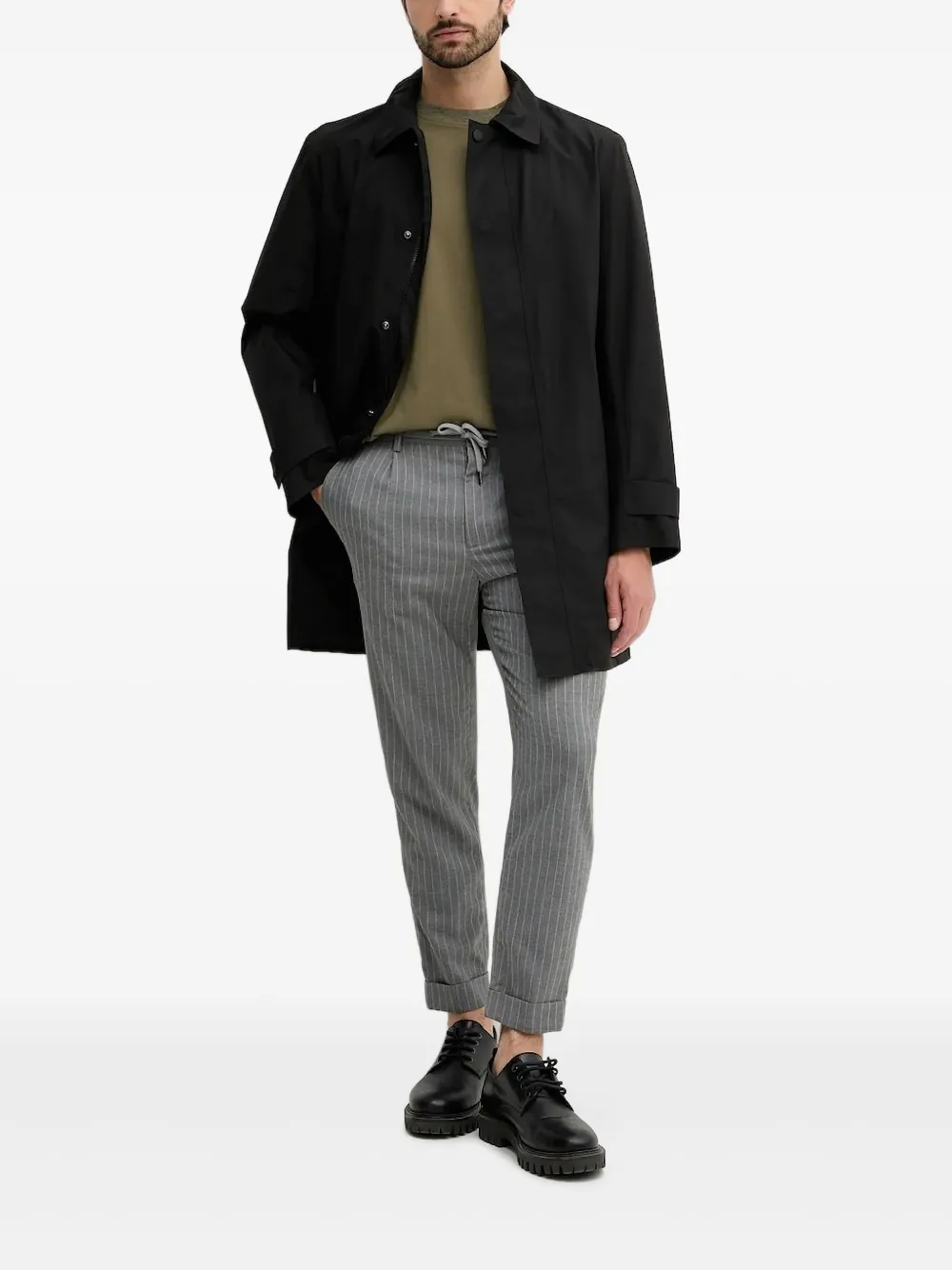 Hugo Boss Gore-tex Button-fastening Coat In Black