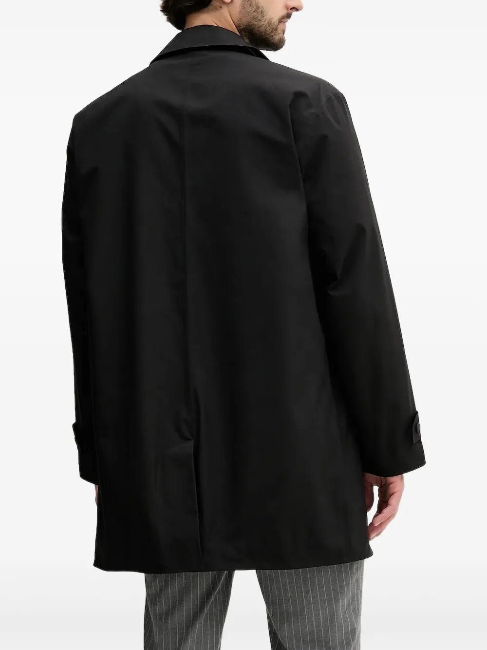 Hugo Boss Gore-tex Button-fastening Coat In Black